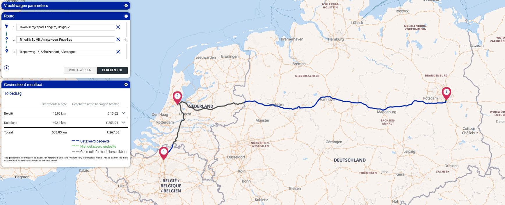 Voorbeeld van de BMAP-simulator